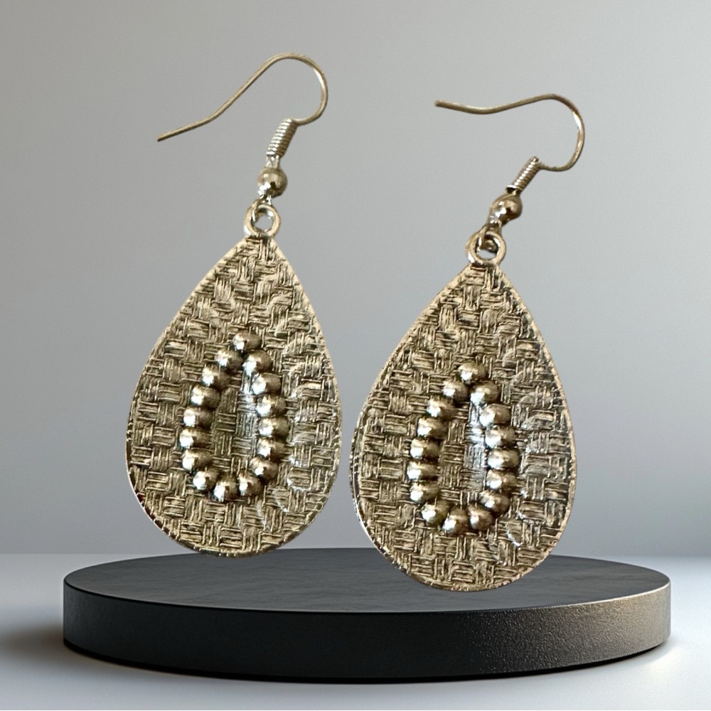 BOHO Silver Earrings Rhinestone Earrings Silver Drop Earrings Teardrop Earrings - Picture 7 of 9